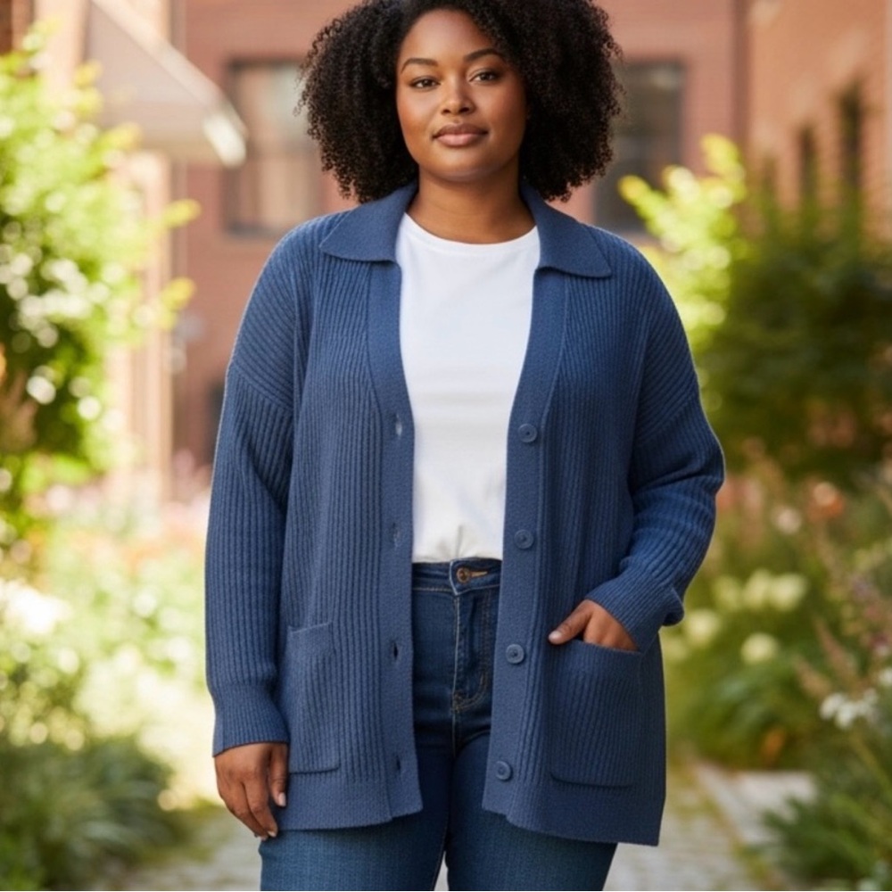 UGG Women's L Blue Ultra Soft Cardigan Sweater